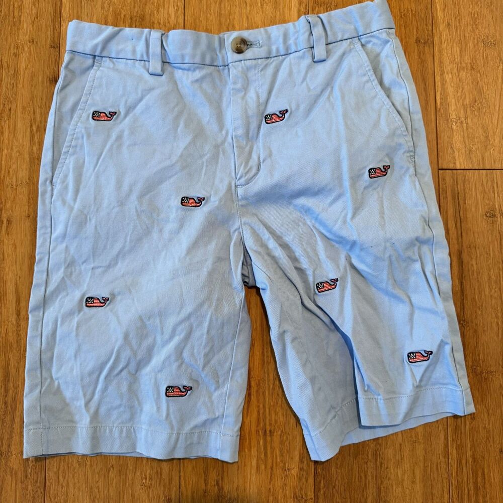 Boys Vineyard Vines Blue Flag Whale Shorts Size 14